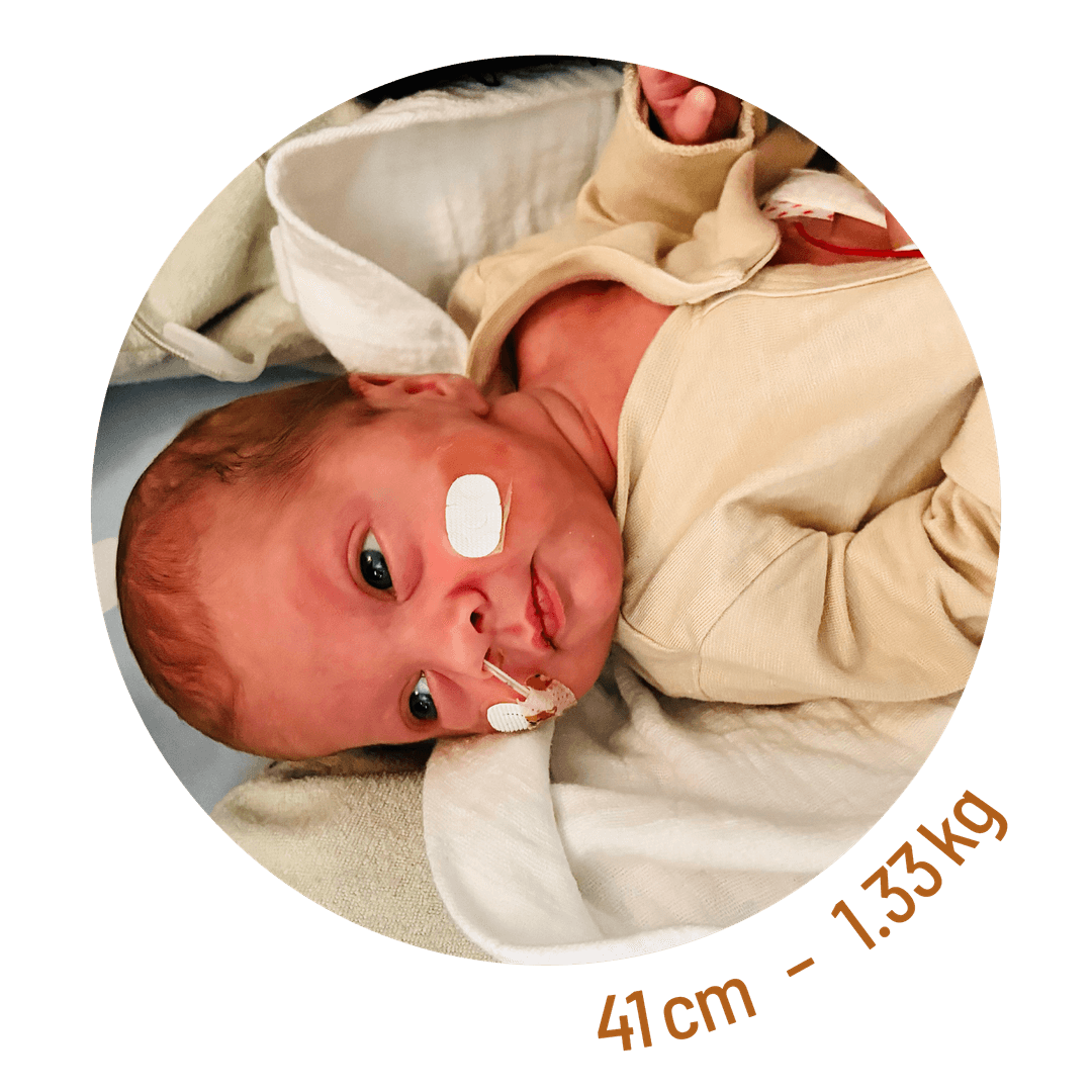 Baby foto met lengte en gewicht